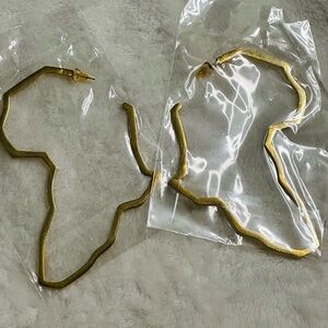 Gold Abstract Face Outline Hoop Statement Earrings